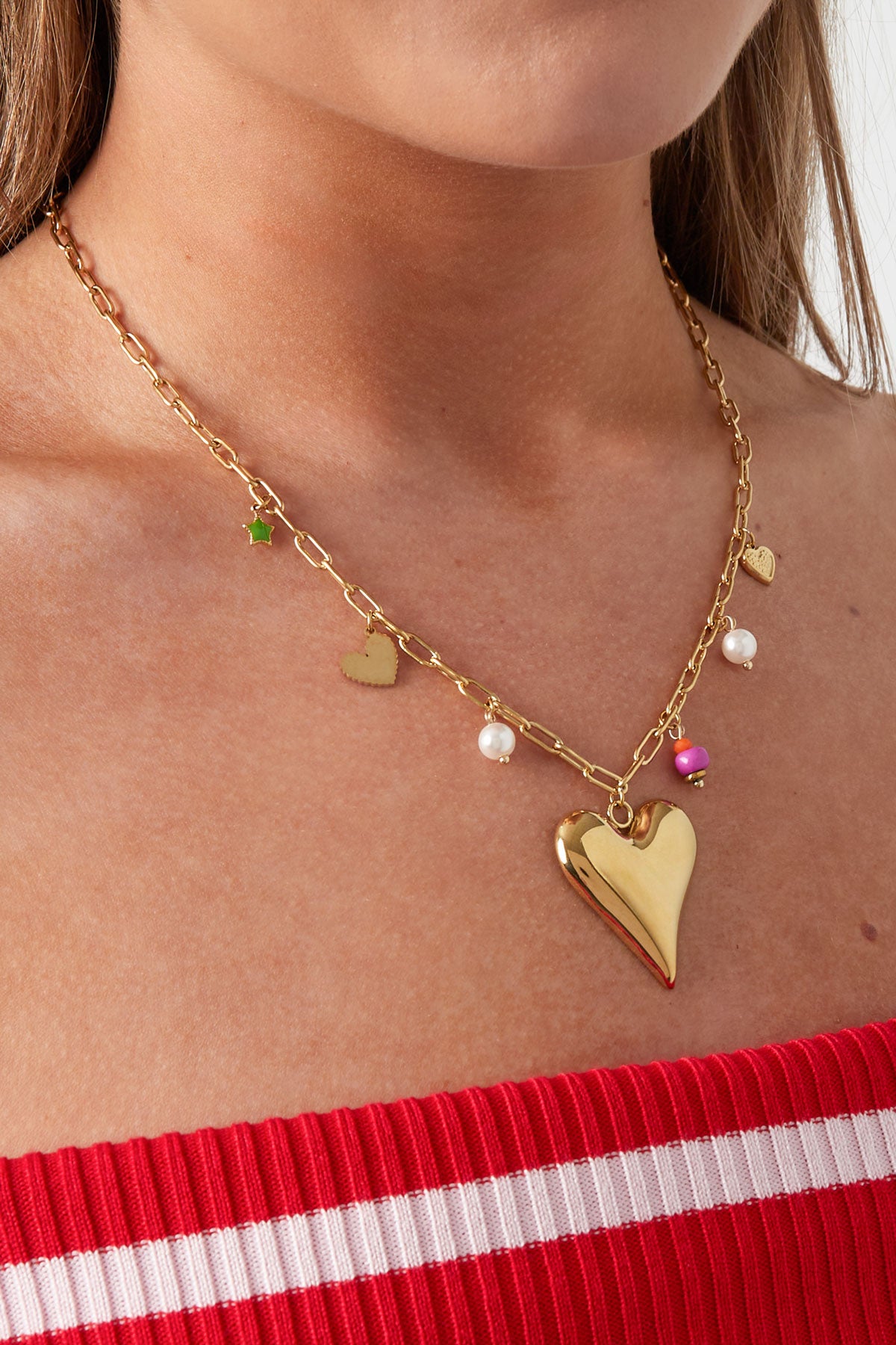 Ketting met bedels groot hart