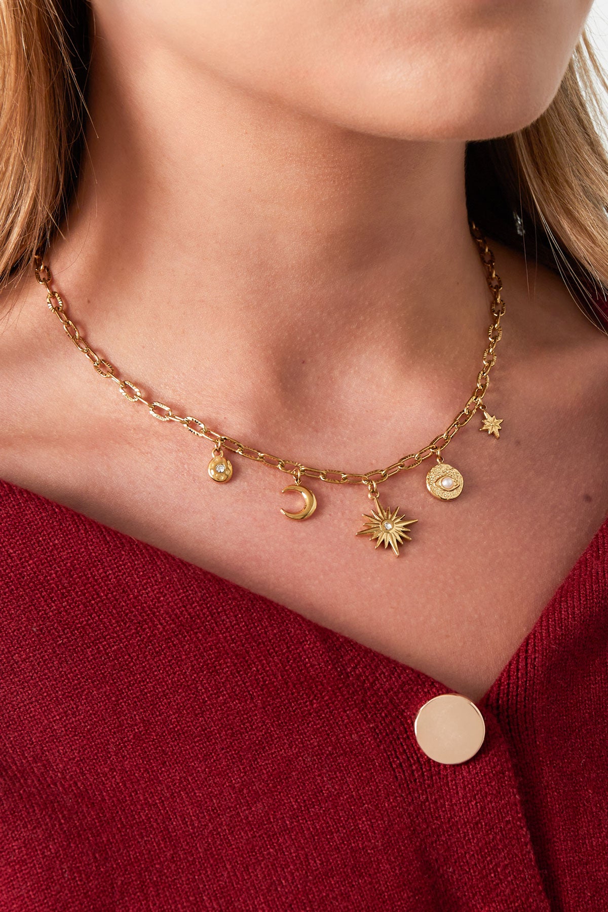 Ketting met bedels met zonnetje en maan