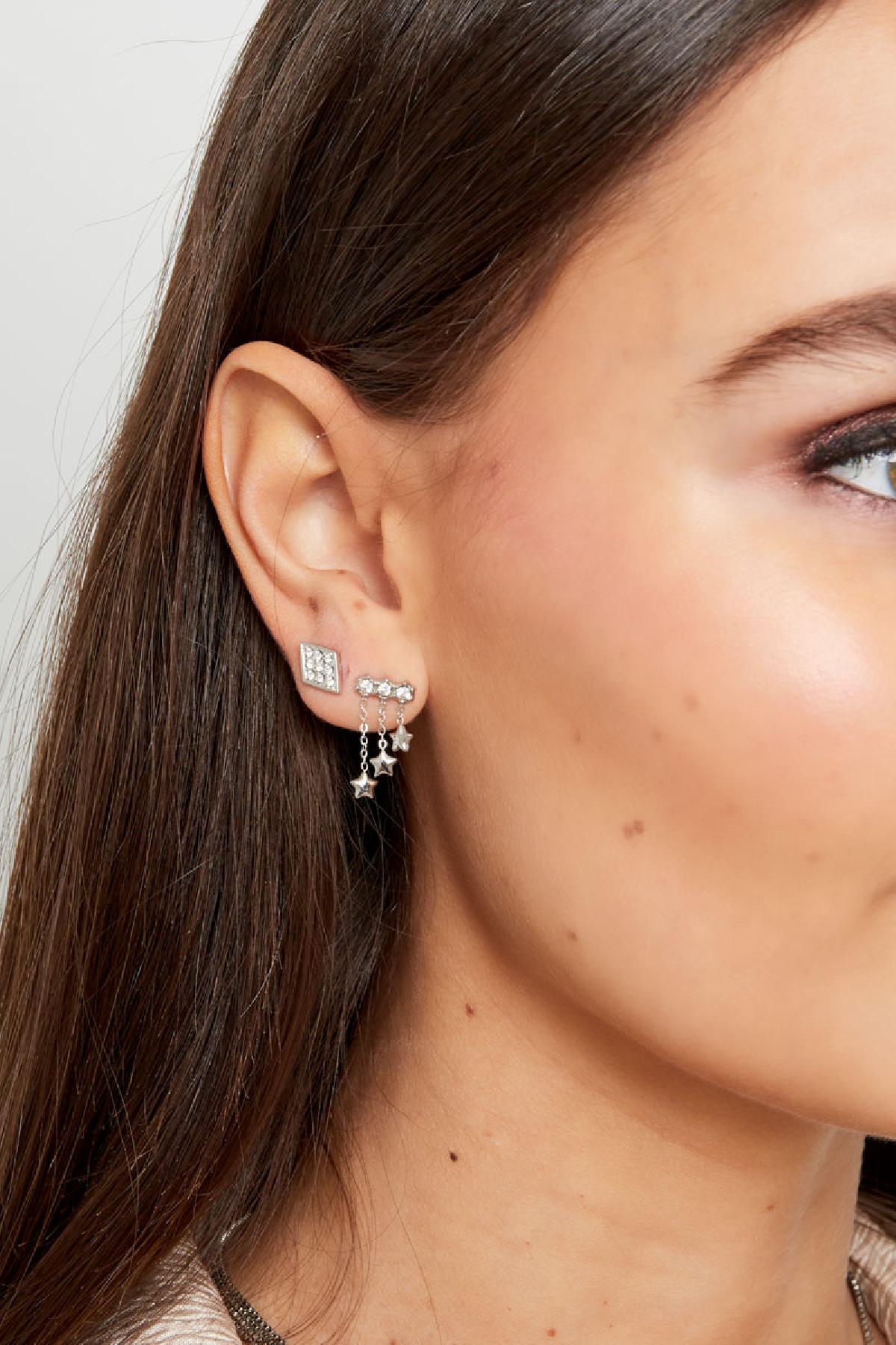 Diamond Spark - Oorknopje ruit met steentjes