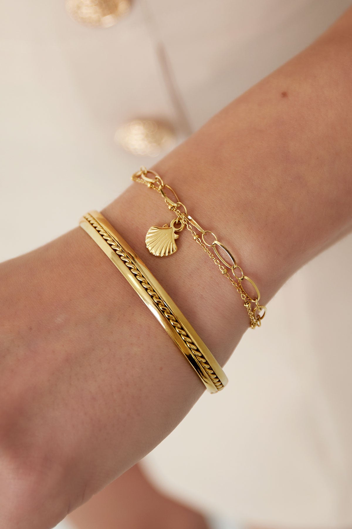Dubbele armband met schelp