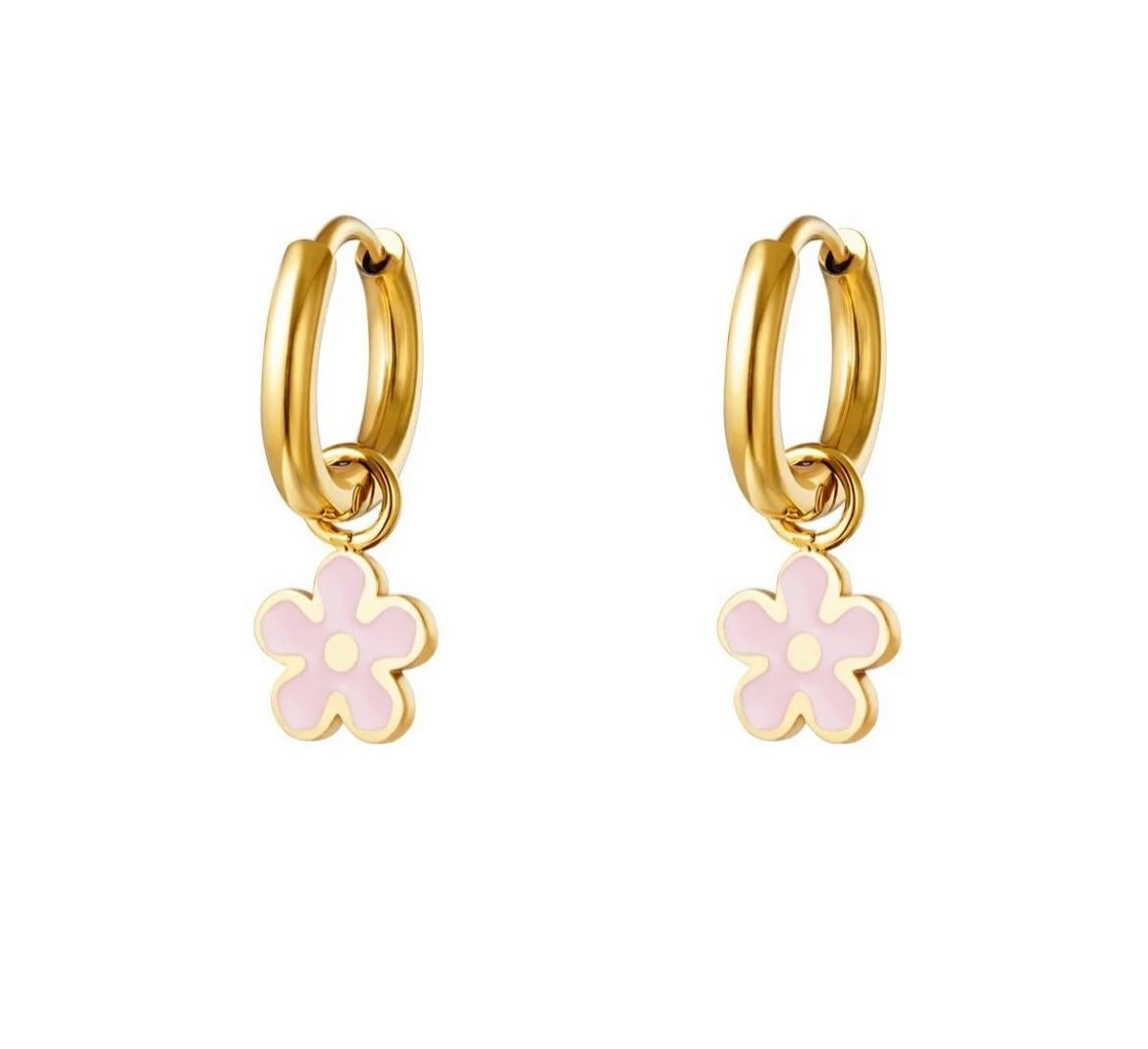 Little Bloom - Gouden oorringen met bloemdetail