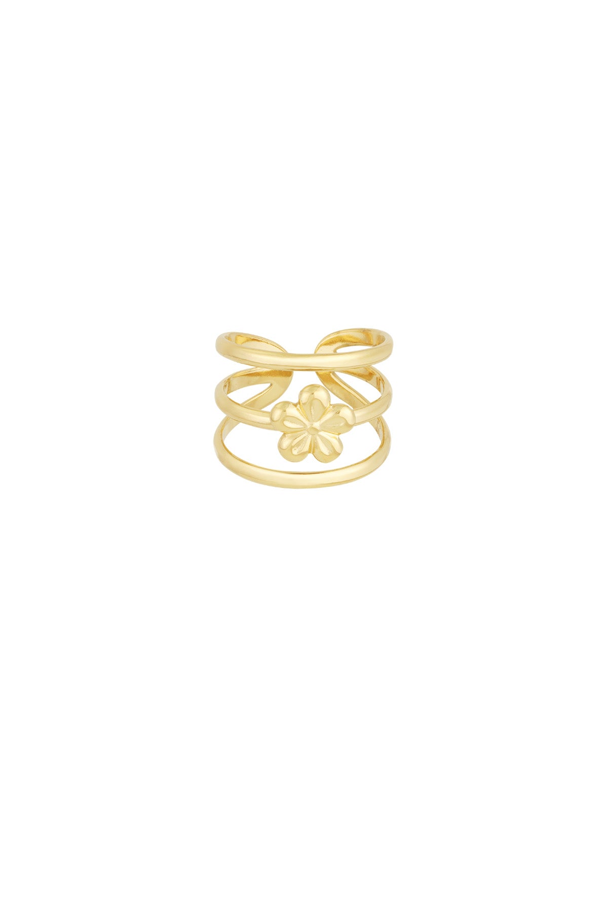 Drie dubbele ring met bloem