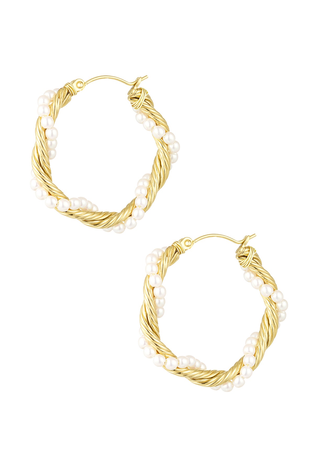 Twist & Pearl - Gouden hoops met pareltjes