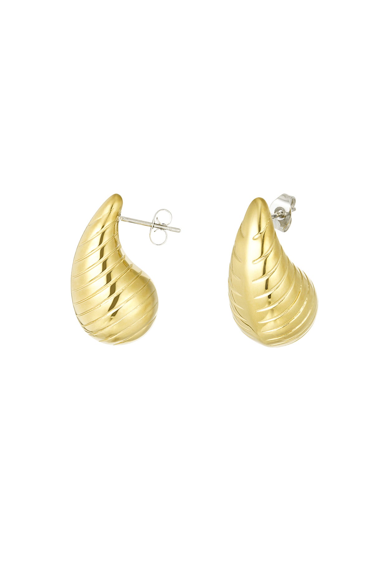 Golden drop - Druppel oorbellen met patroon groot