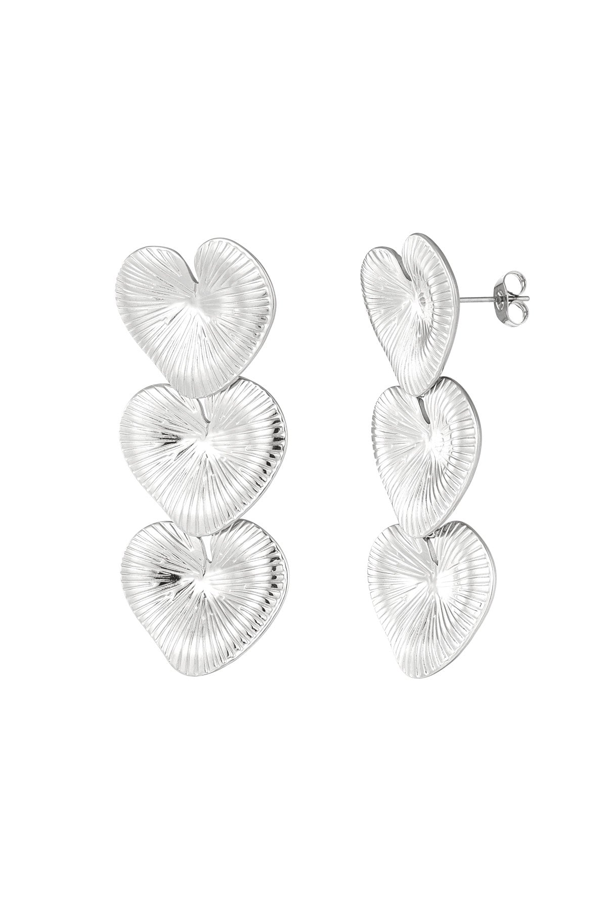 Triple Hearts - Oorbellen met drie hartjes onder elkaar