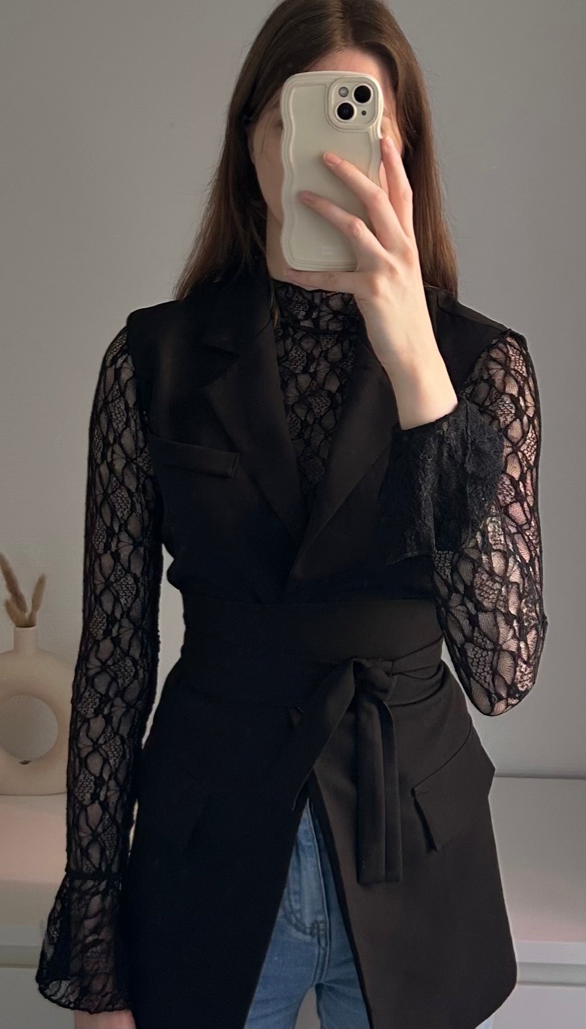 Mouwloze blazer zwart