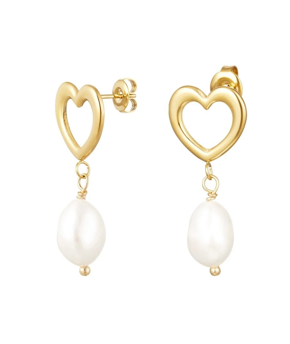 Pearl Heart - Oorbellen met hartje en parel