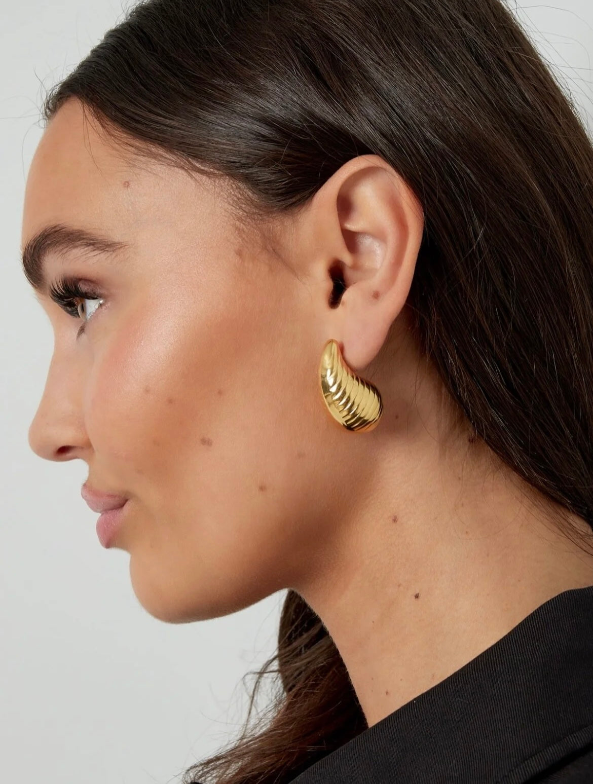 Golden drop - Druppel oorbellen met patroon groot