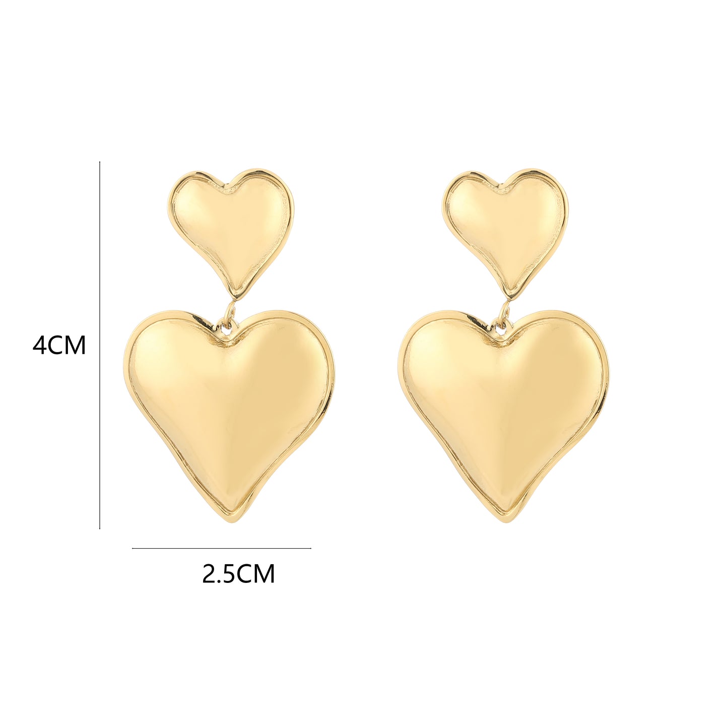 Double Heart - Oorbellen met klein en groot hartje