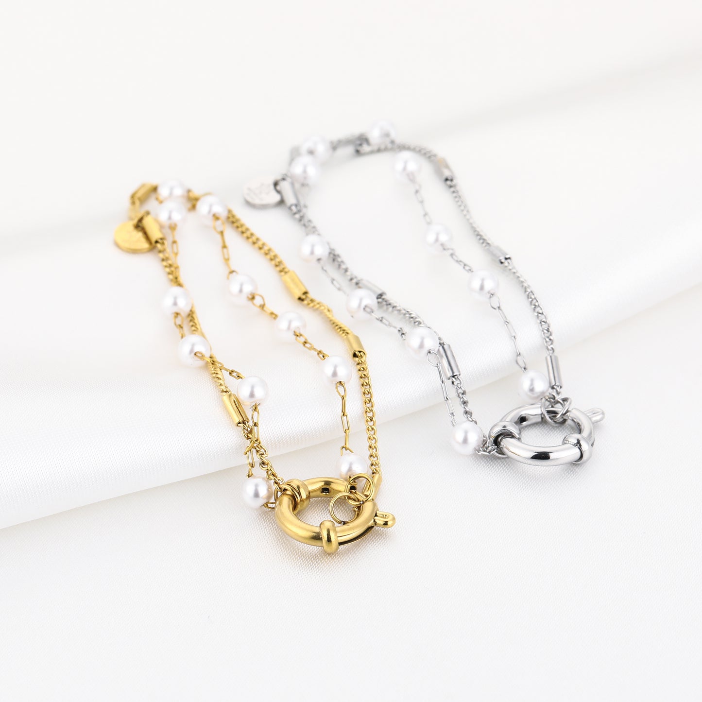 Dubbele armband met parels