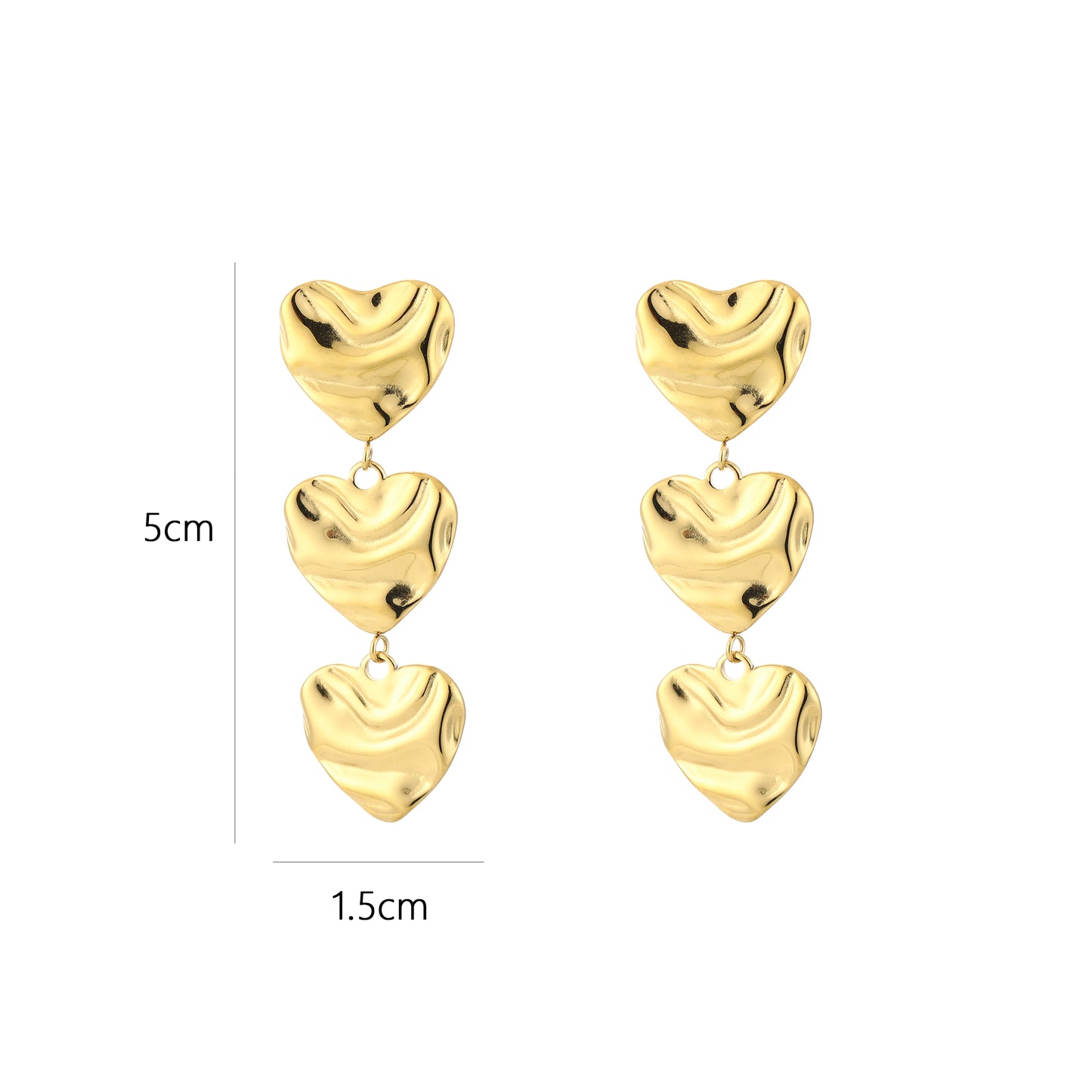 Oorbellen met 3 hartjes