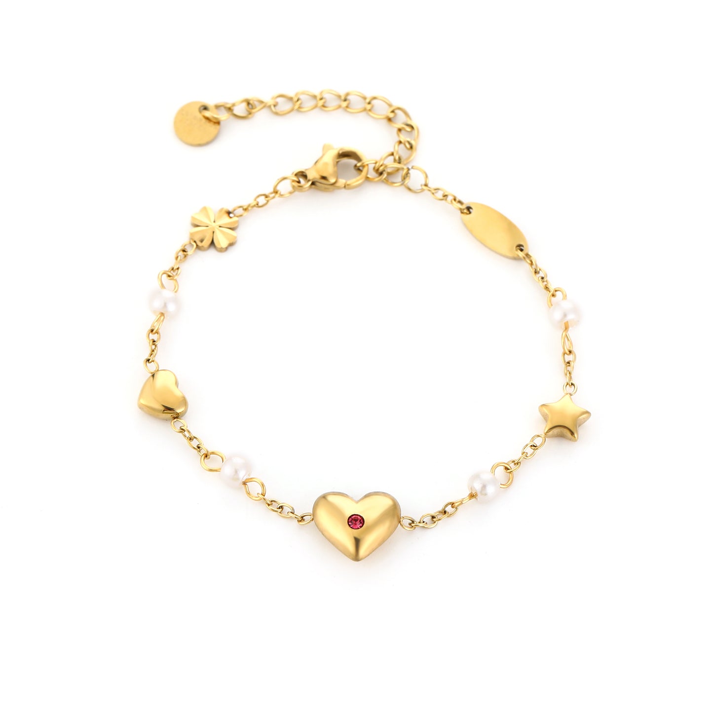 Armband met hartjes en parels