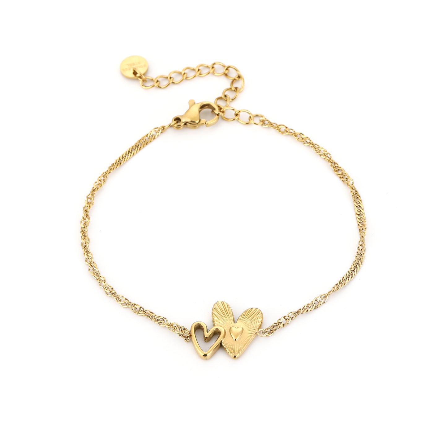 Armband met 2 hartjes