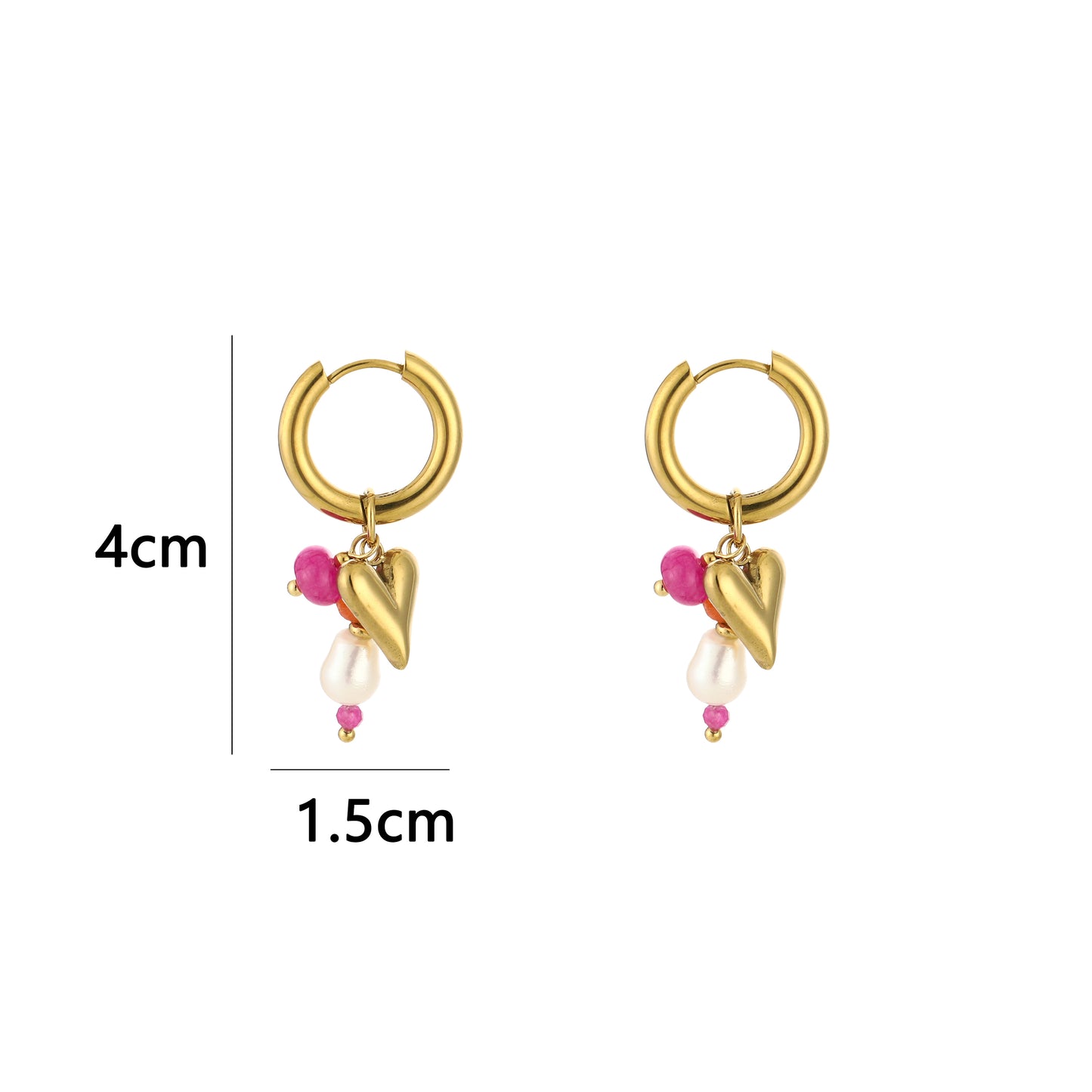 Rosy Heart - Oorringen met roze bedel en hart
