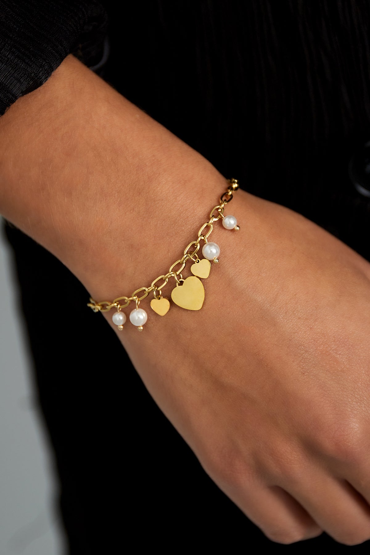 Heart & Pearls - Armband met bedels