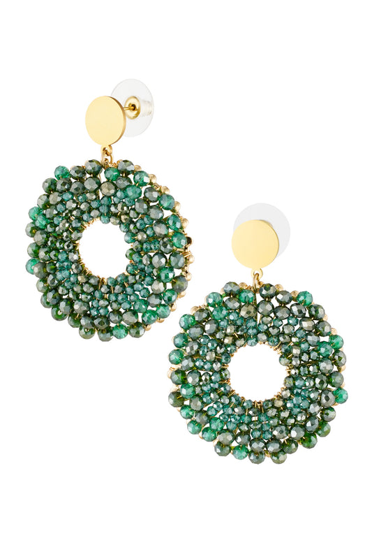 Statement oorbellen met groene steentjes