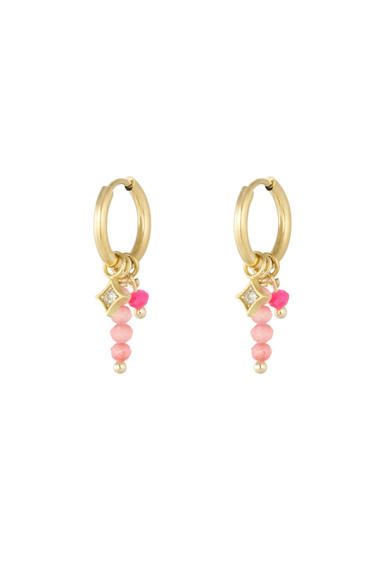 Oorringen met roze stenen