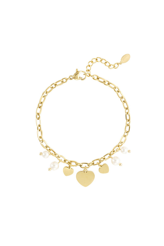 Armband met hart en parels