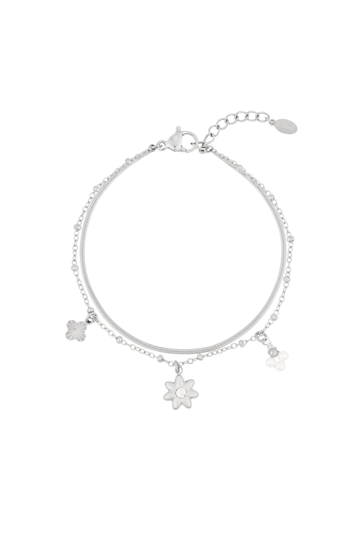 Armband met bloem en parels