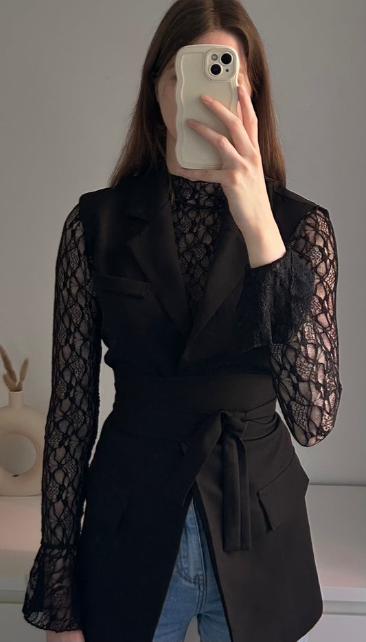 Mouwloze blazer zwart