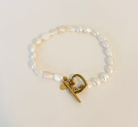 Armband met hart en parels
