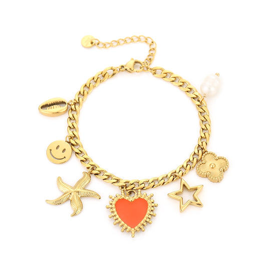 Armband met bedels (oranje)