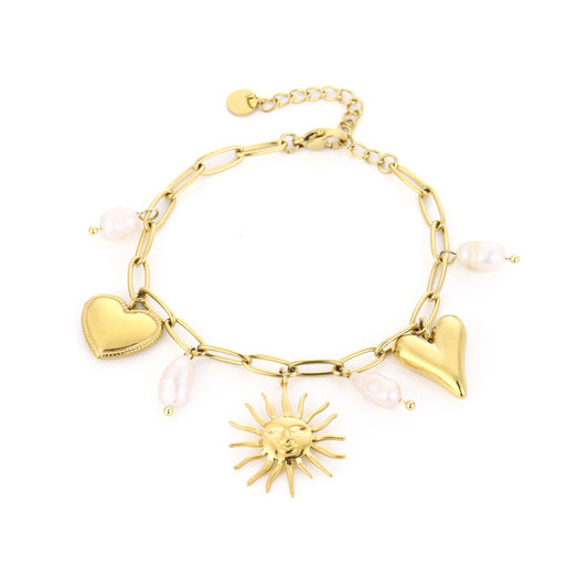 Armband met bedels en parels