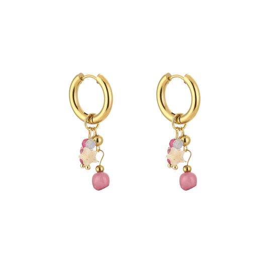 Rosy Charm - Oorringen met roze kraaltjes