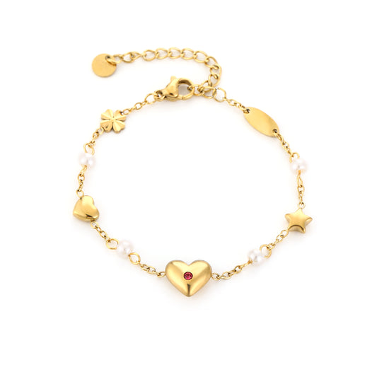 Armband met hartjes en parels