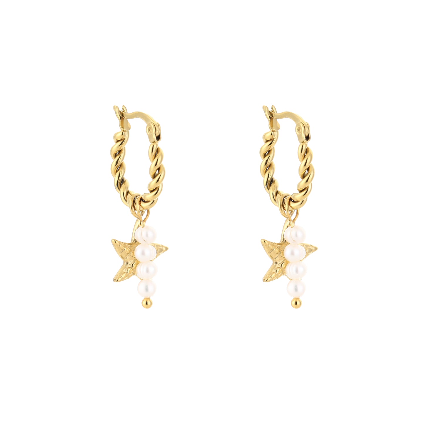 Oorbel met ster en parel