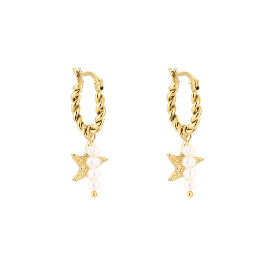 Oorbel met ster en parel