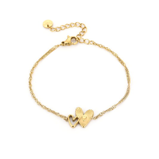 Armband met 2 hartjes