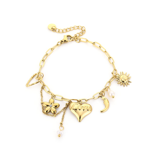 Armband met bedels en parels