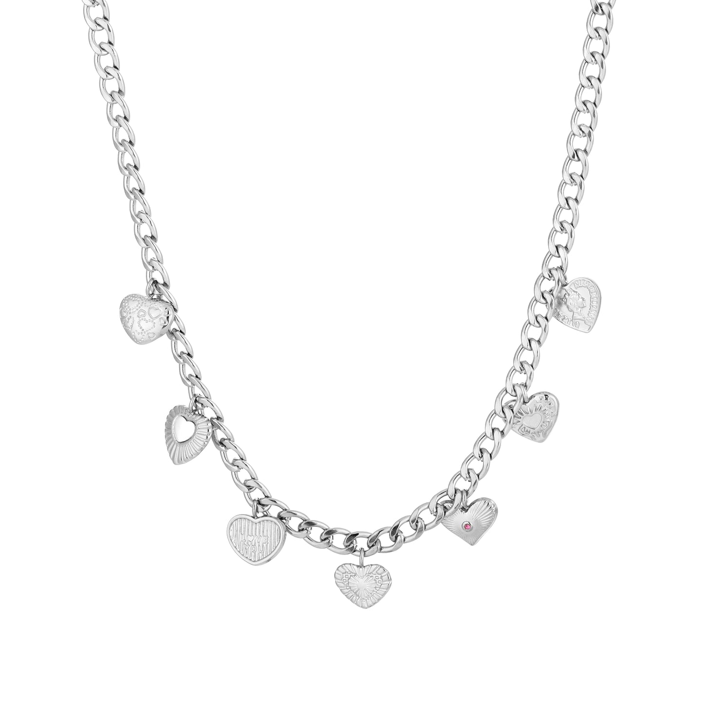 Ketting met hartjes bedeltjes