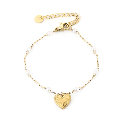 Armband met hart en parels
