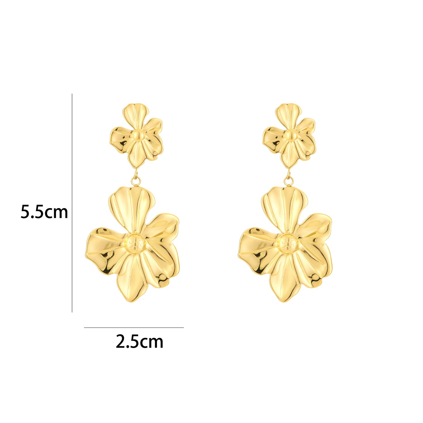 Oorbellen met 2 bloemen