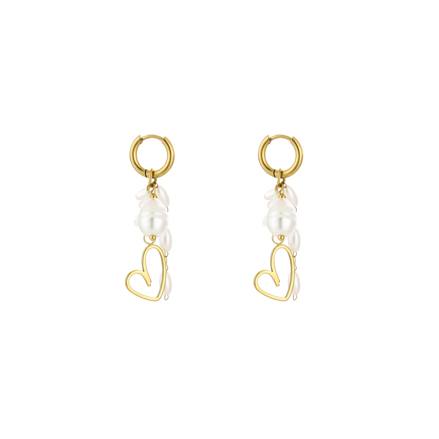 Pearl Love Drop - oorringen met parels en hart