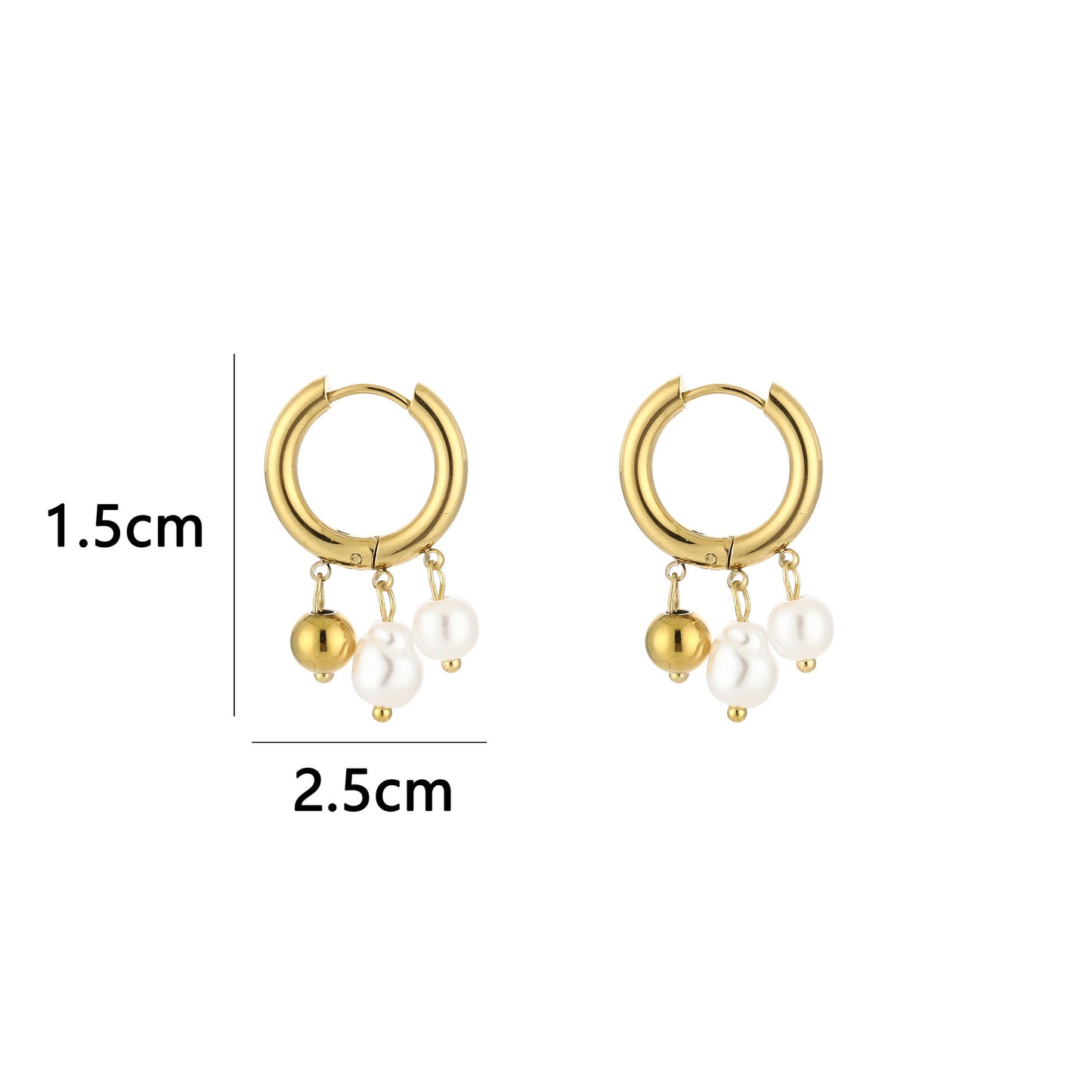 Oorbel met balletje en parels