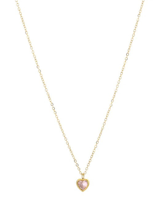 Shine Heart - Hartjes ketting met gekleurd steentje