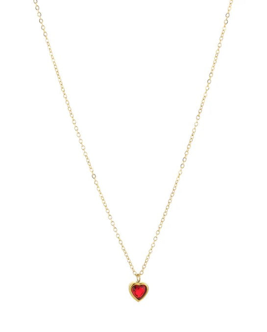 Shine Heart - Hartjes ketting met gekleurd steentje